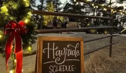 The highlight of your night is sure to be the hayride through Christmas lights.